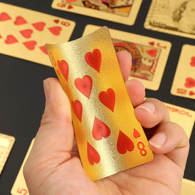 Golden Playing Cards Gold Foil Poker Set Plastic Foil Poker Durable Waterproof Cards Gift Collection Table Games